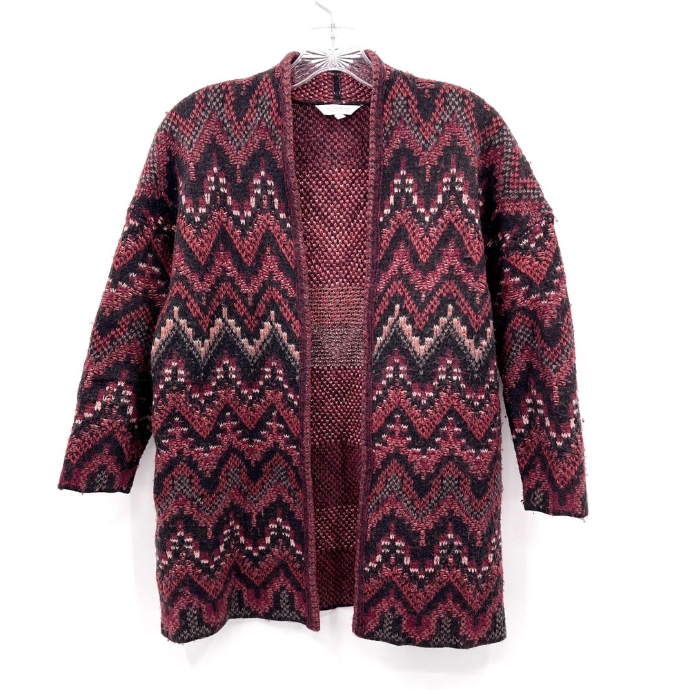 LUCKY BRAND Womens XS Long-Sleeve Open-Front Aztec/Southwest Wool-Blend Cardigan